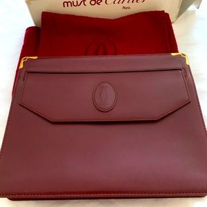 Authentic Must de Cartier Leather Clutch! Unisex